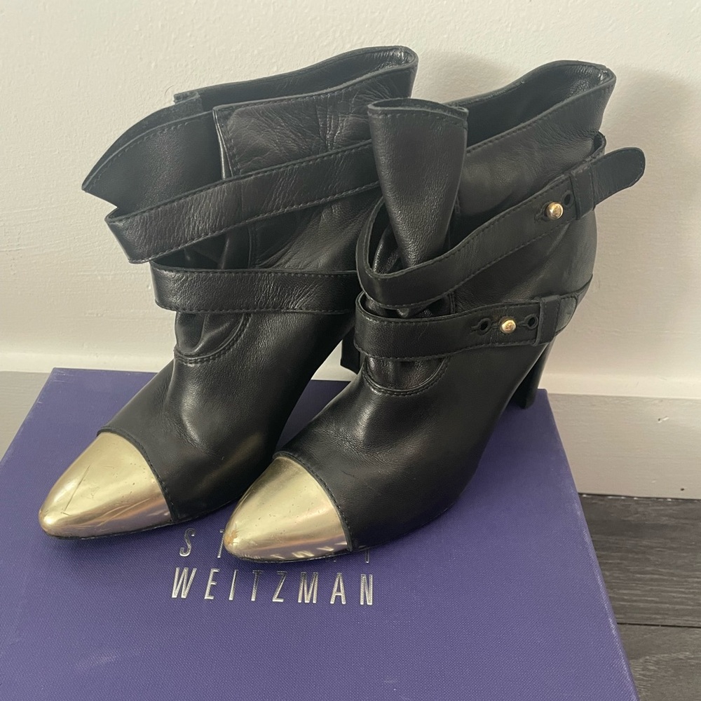 Stuart Weitzman - Black/Gold Slouchy Bootie